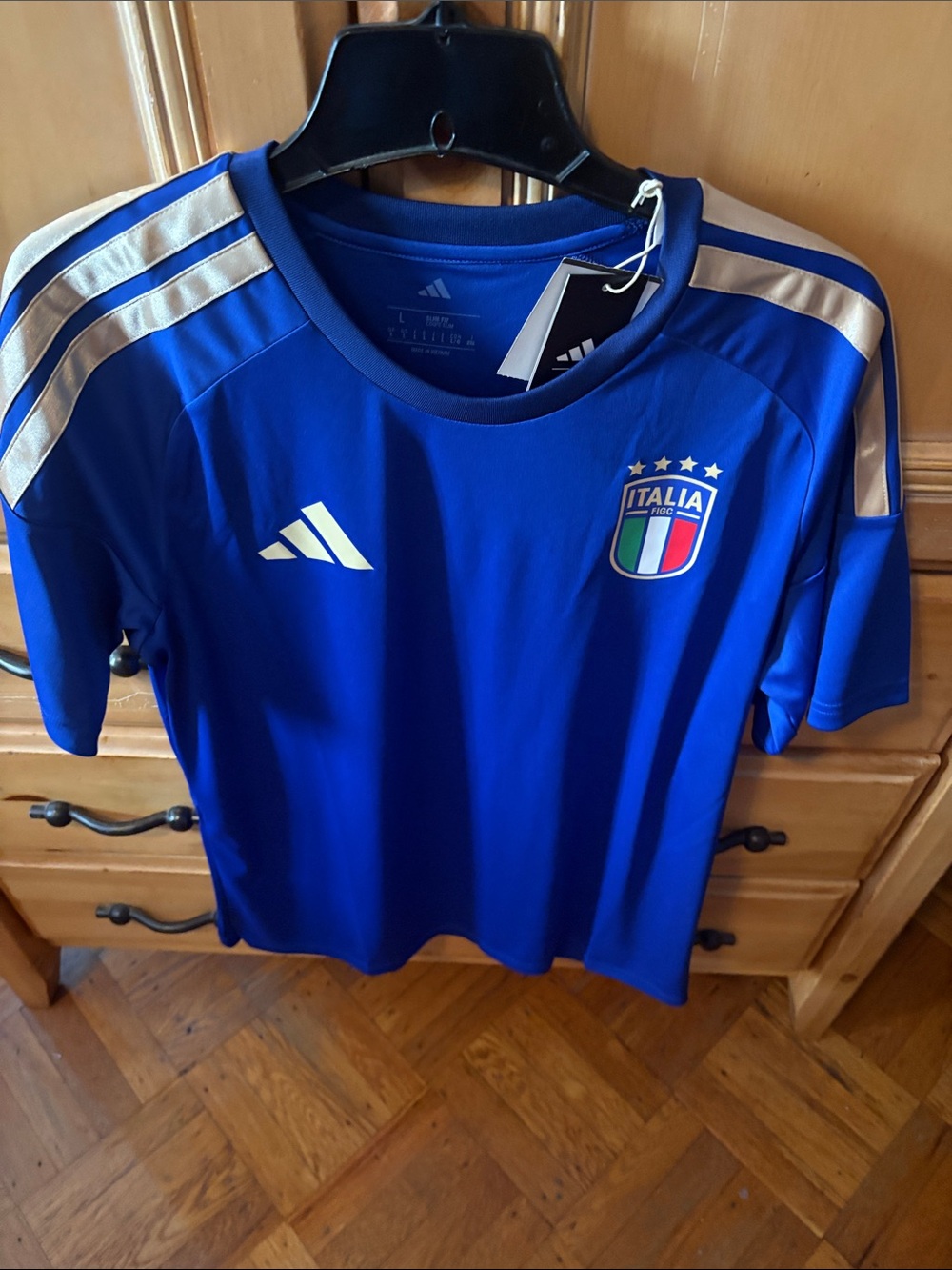 adidas Blue Italia Mens World cup Soccer Jersey with 4 World Cup Stars